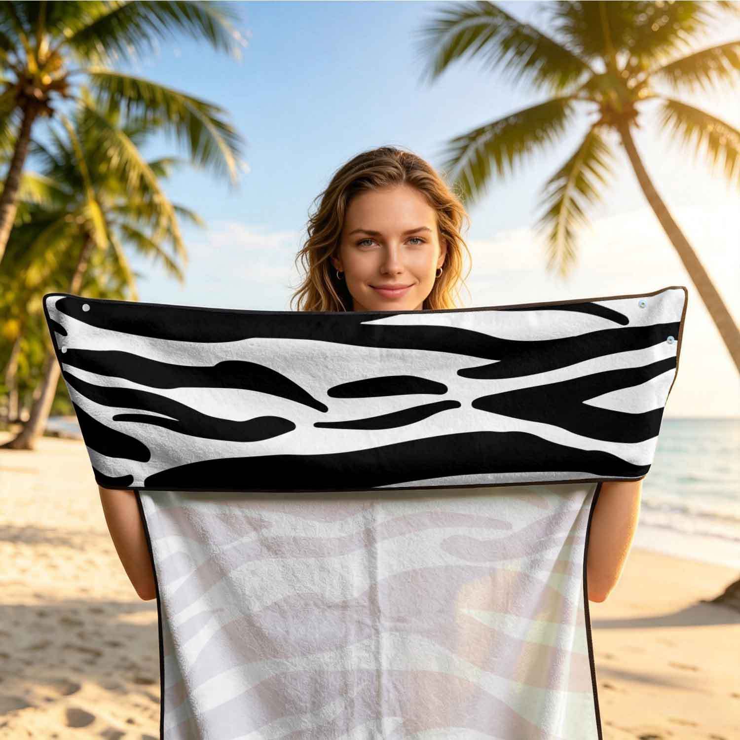 Printed bath towel and car seat cover 2-in-1, ultra-fine fiber outdoor beach and car dual-use universal seat cushion