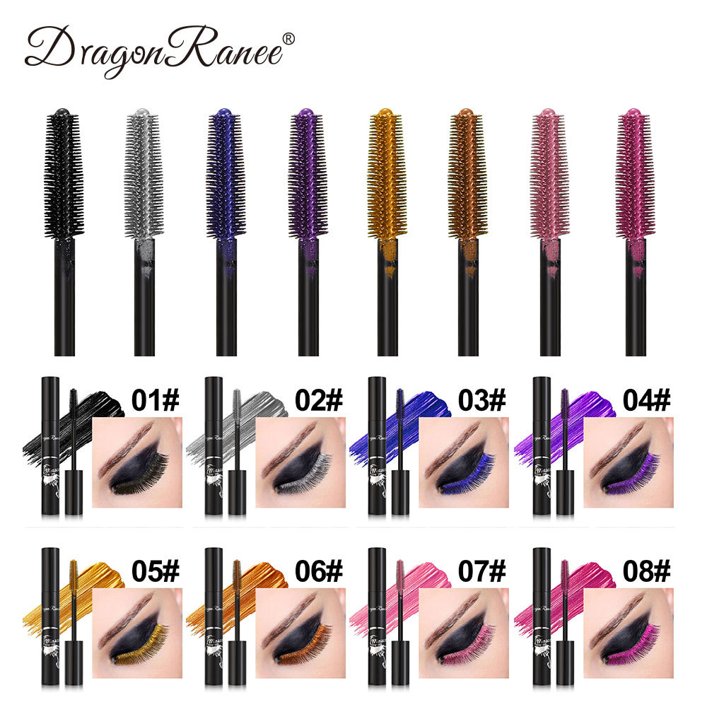 Dragonranee Cross-Border Colored Pearlescent Mascara in Rich Blue, Purple, Golden Bronze, Fine Diamond Silver