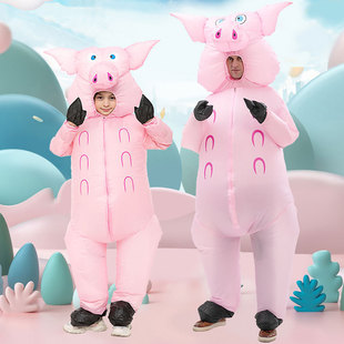 Inflatable Costume Standing Pig Pink Family Activity Party Walking Props Cute Stage Bar Performance Inflatable Costume