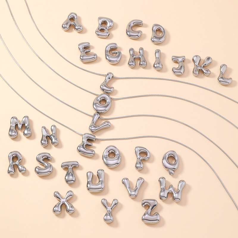 Colgante de estilo europeo y americano de acero inoxidable mini burbuja colgante de letras inglesas accesorios DIY joyas