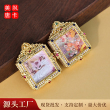 西藏唐卡手绘热贡狐仙纯手工高端民族风吊坠2*2卡芯藏式嘎乌盒子