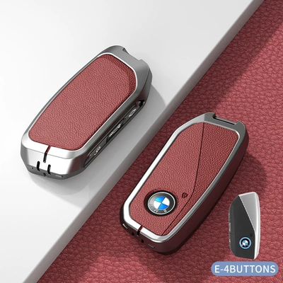 Car key bag, Suitable for Bmw Key Cover 5 - e-model-one-click-start-no-standard-model-volcanic-red-zinc-alloy-single-shell