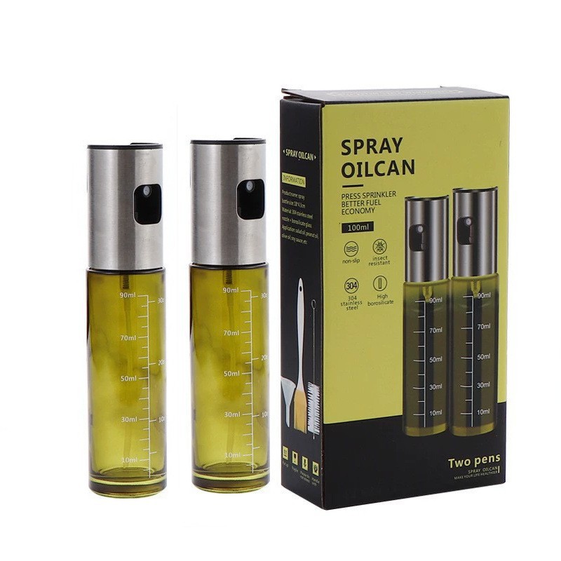 Botella de pulverización de cocina 260ml, vidrio transparente, aceite o vinagre