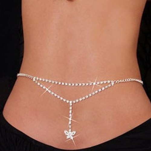Sweet and cool street photography fashion versatile beach diamond waist jewelry accessories full of diamonds shiny sexy European and American waist chain for women
