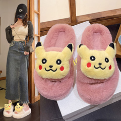 毛毛拖鞋女外穿時尚款可愛大碼家居保暖月子棉拖外貿批發