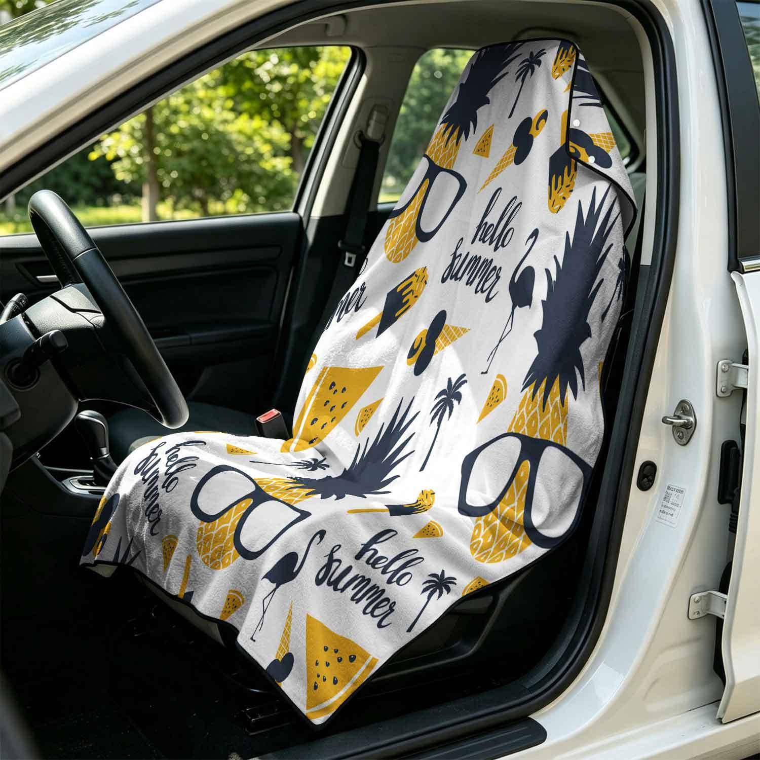 Summer bath towel and car seat cover 2-in-1, ultra-fine fiber outdoor beach and car dual-use universal seat cushion