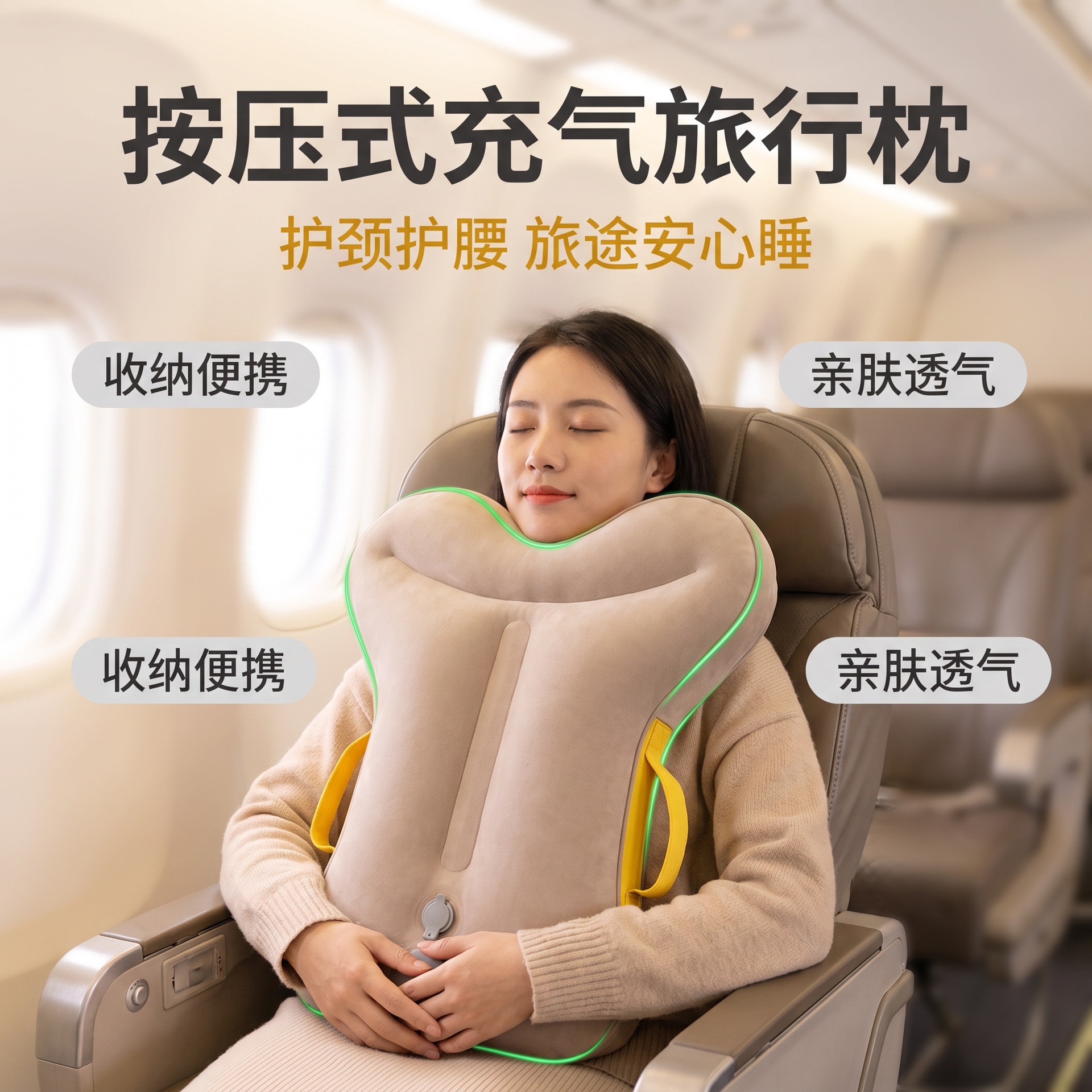 Wholesale from the source factory: Inflatable headrest, PU bone pillow, neck support pillow, car neck pillow, airplane travel neck support pillow for sleeping