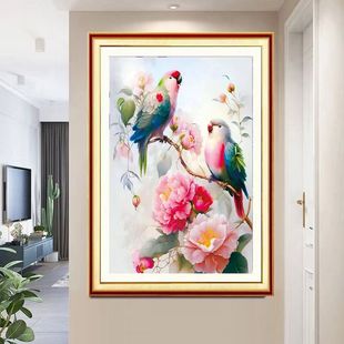Ll Bead Embroidery Cross-stitch Full Bead Embroidery String Bead Embroidery Cross-stitch Snuggle with Parrot Love Vertical Edition Living Room New