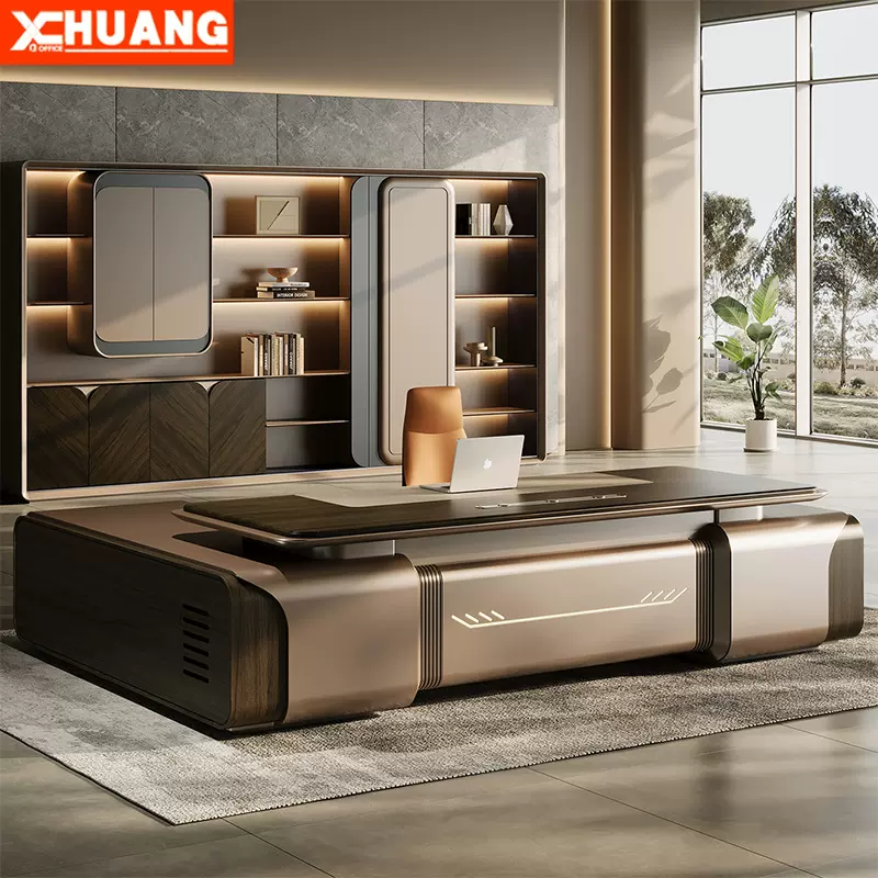 老板桌办公桌椅组合简约现代轻奢高级感办公室董事长总裁桌大班台