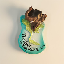 泰国创意旅游纪念礼物 立体大象地图手工彩绘装饰品磁力贴冰箱贴