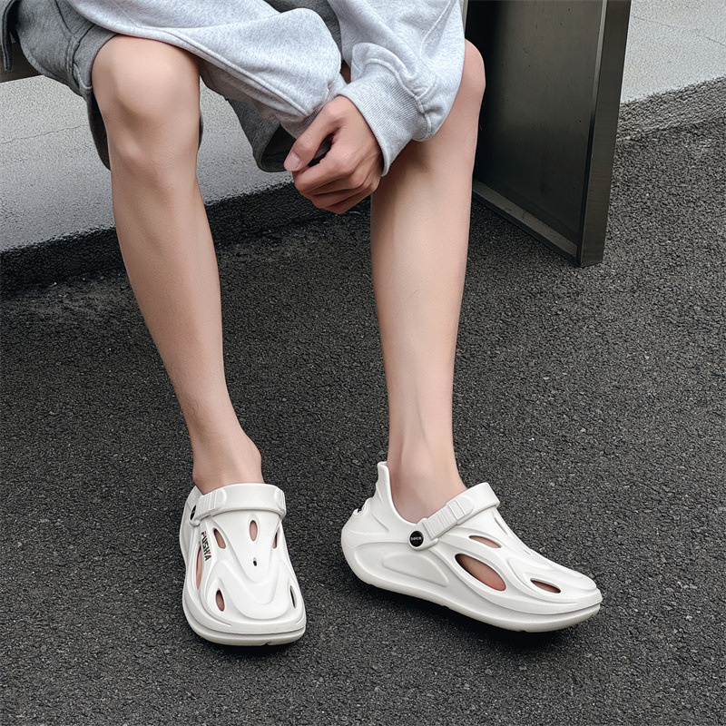 Zapatos con agujeros de suela gruesa para hombres, ropa exterior de verano, antideslizante, zapatos de vadeo de playa, zapatos de río, sandalias Baotou