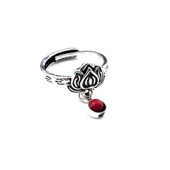 925 Silver Blue Lotus Tassel Ring for Women, Adjustable, Original Design, Retro Simple Finger Ring, Suitable for Pinky Finger, Accessory