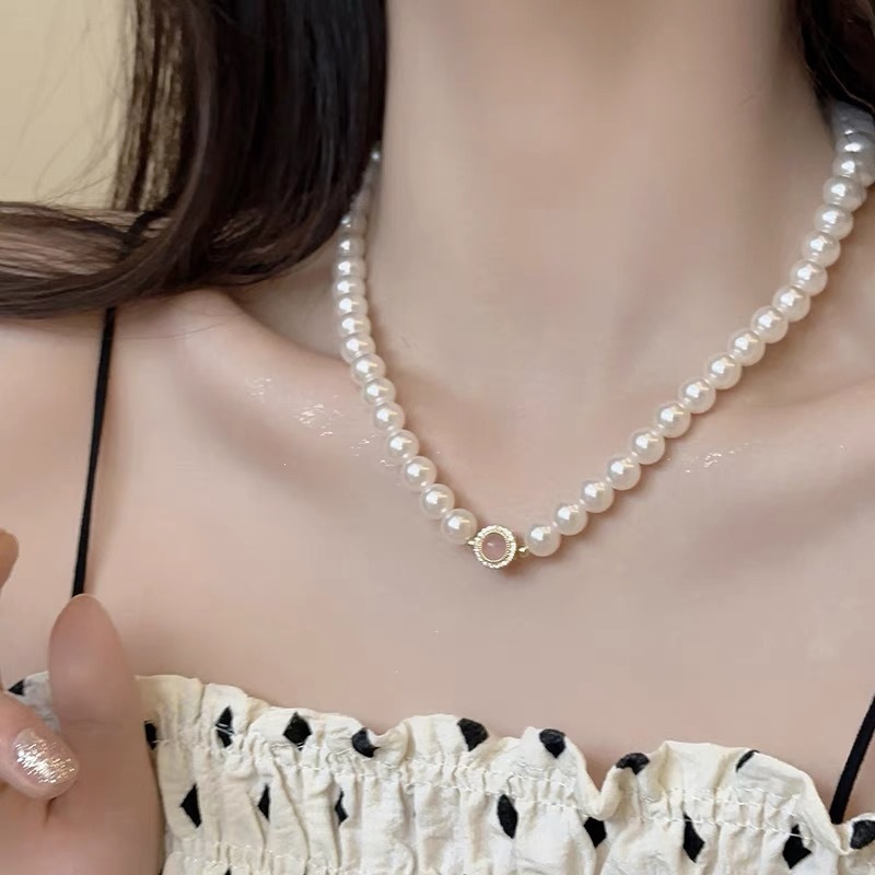 S999 saf gümüş inci kolye kadın niş tasarım hafif lüks yüksek kalite dökülmez renk basit clavicle zincir aksesuarı toptan