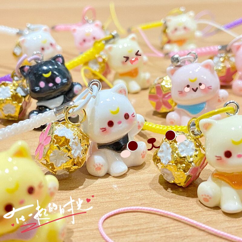 卡通招手小猫铃铛挂件 可爱钥匙扣少女学生包包挂件创意小猫挂件|undefined