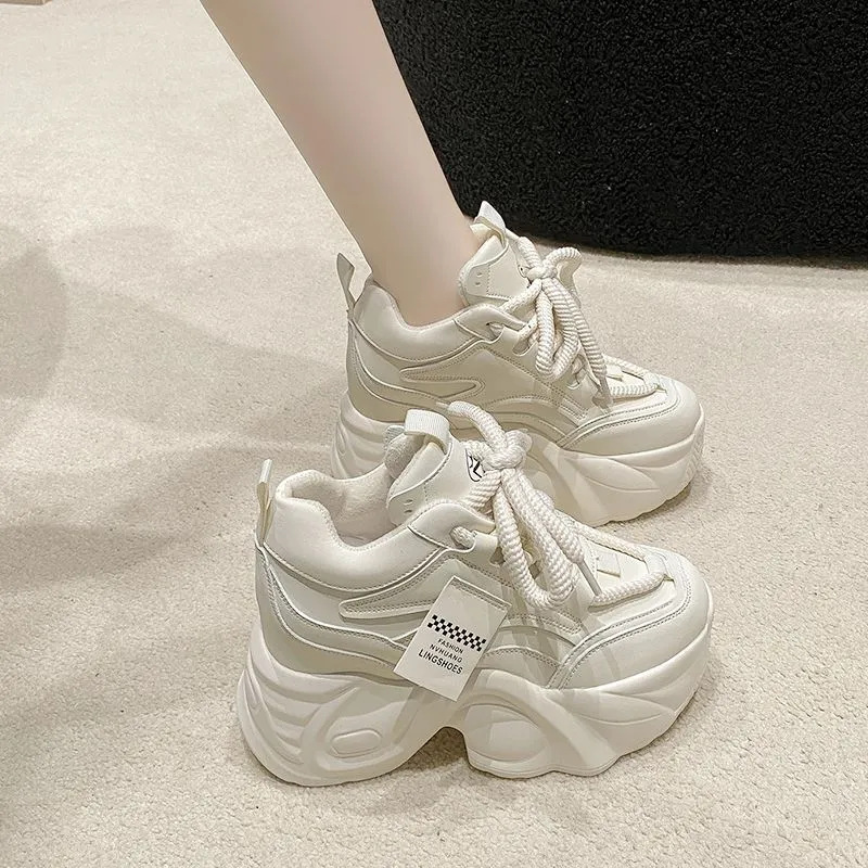2025 Summer New 9cm Inner Height Women's Shoes Thick-soled Small High-heeled Dad Shoes All-match Sports Casual Shoes 2025 Summer New 9cm Inner Height Women's Shoes Thick-soled Small High-heeled Dad Shoes All-match Sports Casual Shoes