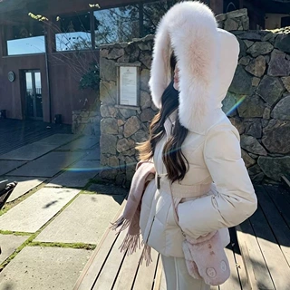 楚楚韩女封神连帽大毛领收腰显瘦小个子韩版棉服羽绒服女冬季外套