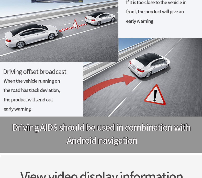 Popular Foreign Trade Metal Car-Mounted Android Large-Screen USB Dashcam with Adas Driving Assistance