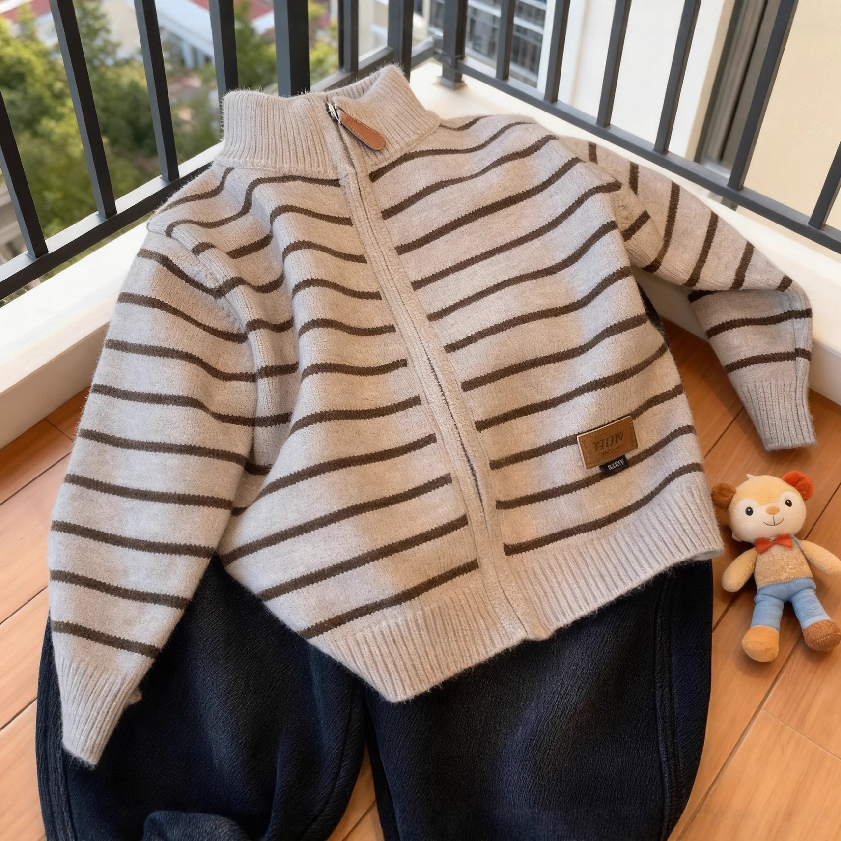 Demi-season retro knitted jacket for boys