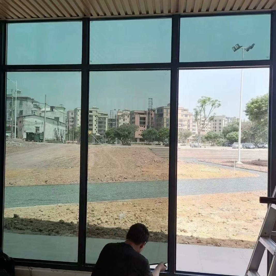 Оптовая стеклянная изоляционная пленка Зеленая Серебряная Защита от солнца УФ-защита односторонняя перспектива офисный завод дома Стеклянная пленка