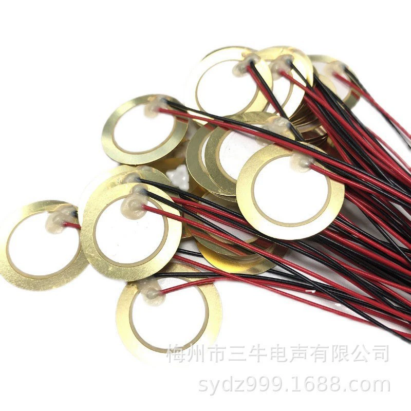 Медный пьезоэлектрический зуммер 27 мм (2,7 см) с медной пластиной и проводом для пайки длиной 120 мм