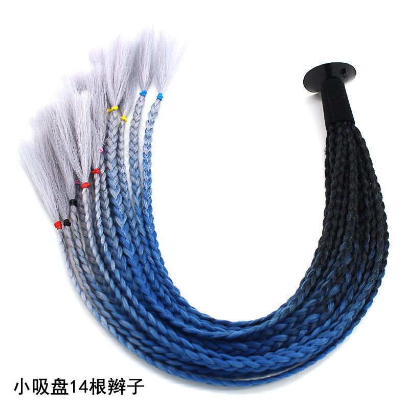 Casco de Motocicleta con Decoración de Peluca Colorida, Trenzas, Doble Cola de Caballo, Estilo Motero, con Ventosa, 60 cm