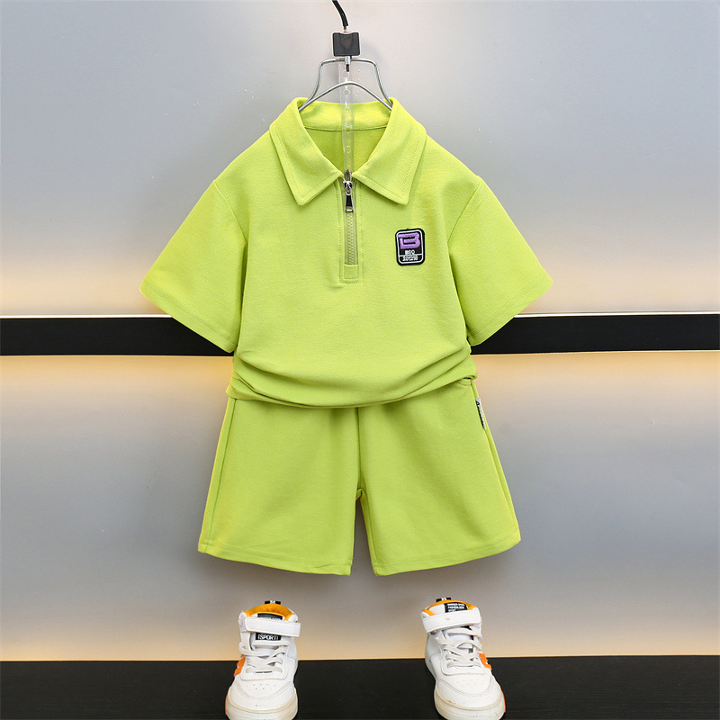 7203 Traje de verano para niños 2025 nuevo estilo occidental estilo fino ropa para niños de manga corta ropa de verano hermoso traje de dos piezas para niños