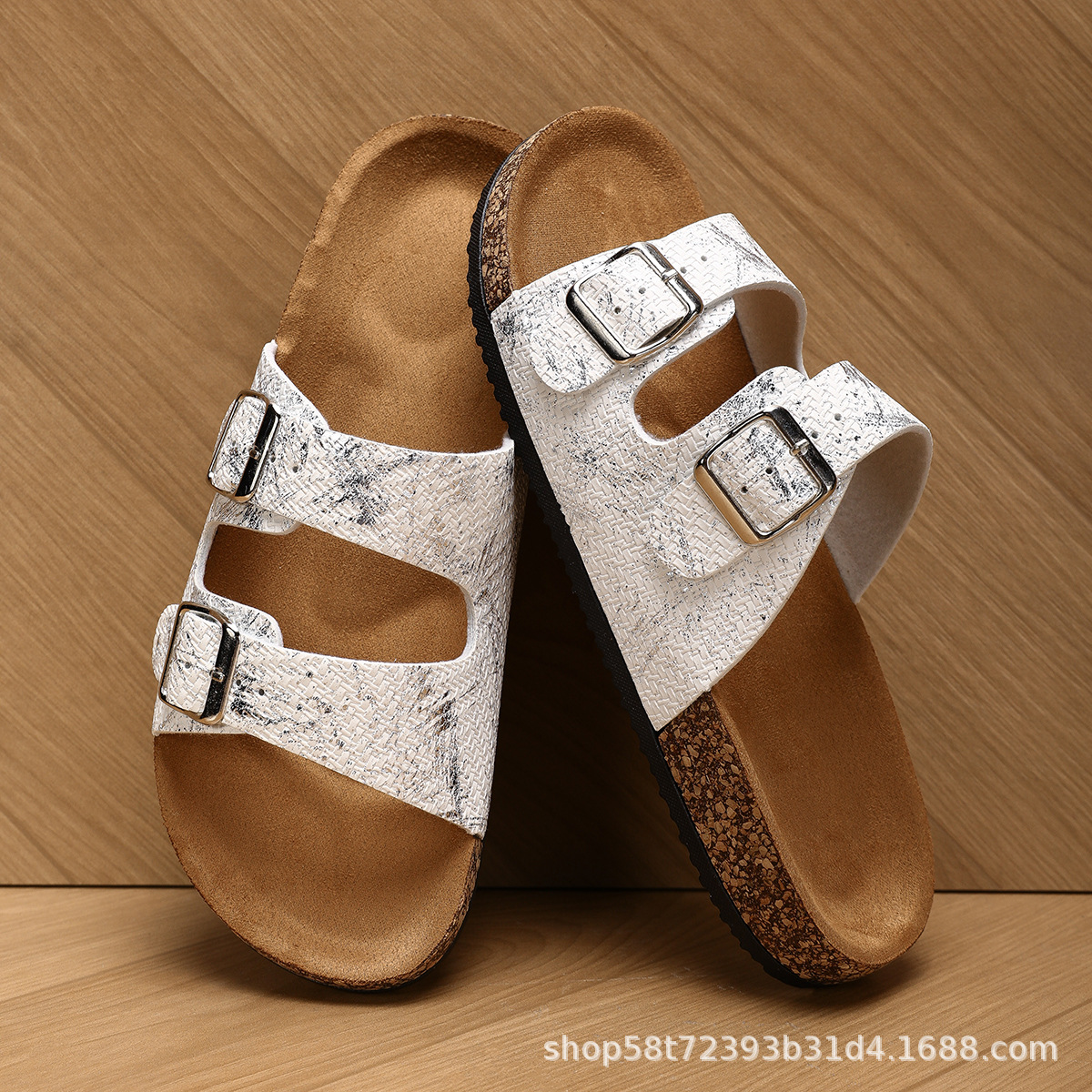 Summer Cork Slippers for Men and Women Couples, Suede Beach Sandals, Cross-Border Large Size Breathable Outer Wear Non-Slip Cork Slippers
