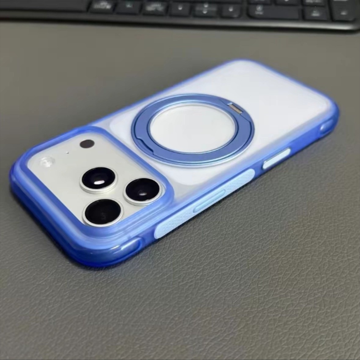 适用iPhone17ProMax手机壳肤感磨砂旋转支架磁吸苹果16防摔保护套