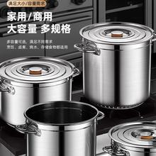 不锈钢加厚大容量汤锅翅片燃气节能汤桶带盖卤煮桶商用复底圆桶