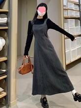 两件套韩系套装女秋冬遮肉气质连衣裙大码感高级显胖mm背带裙瘦子