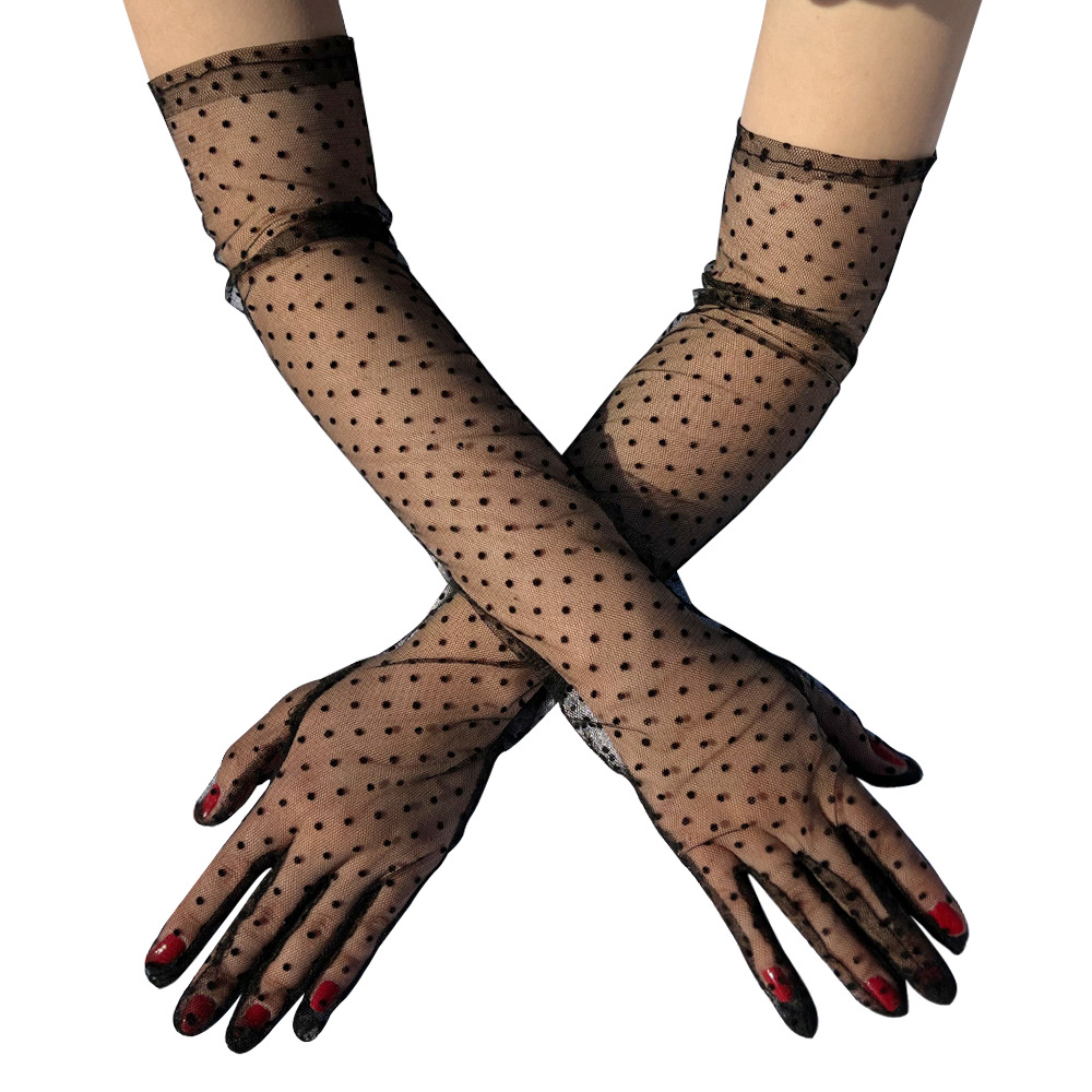 44g Weight Gloves Classification Women's Retro Polka Dots Lace Gloves 1 Pair