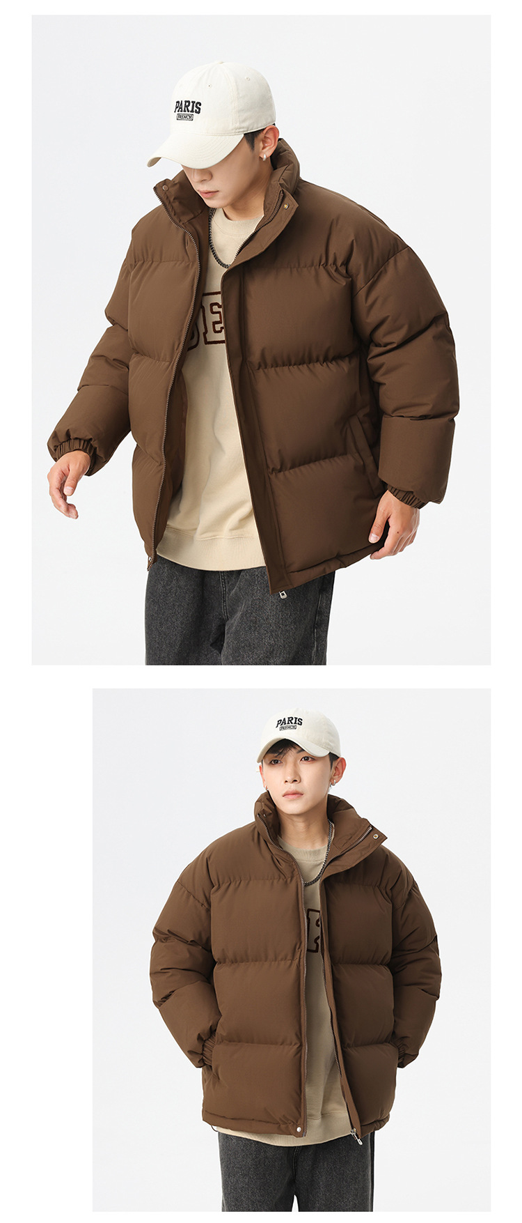 Novità invernale per uomo e donna, giacca in cotone tinta unita, ampia e comoda, da uomo_voghion.com