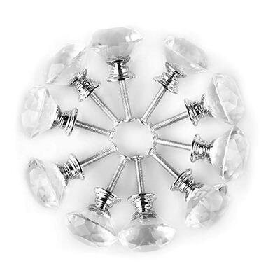 source Manufactor goods in stock transparent crystal Glass Diamonds crystal handle diameter 30MM Hole drawer handle