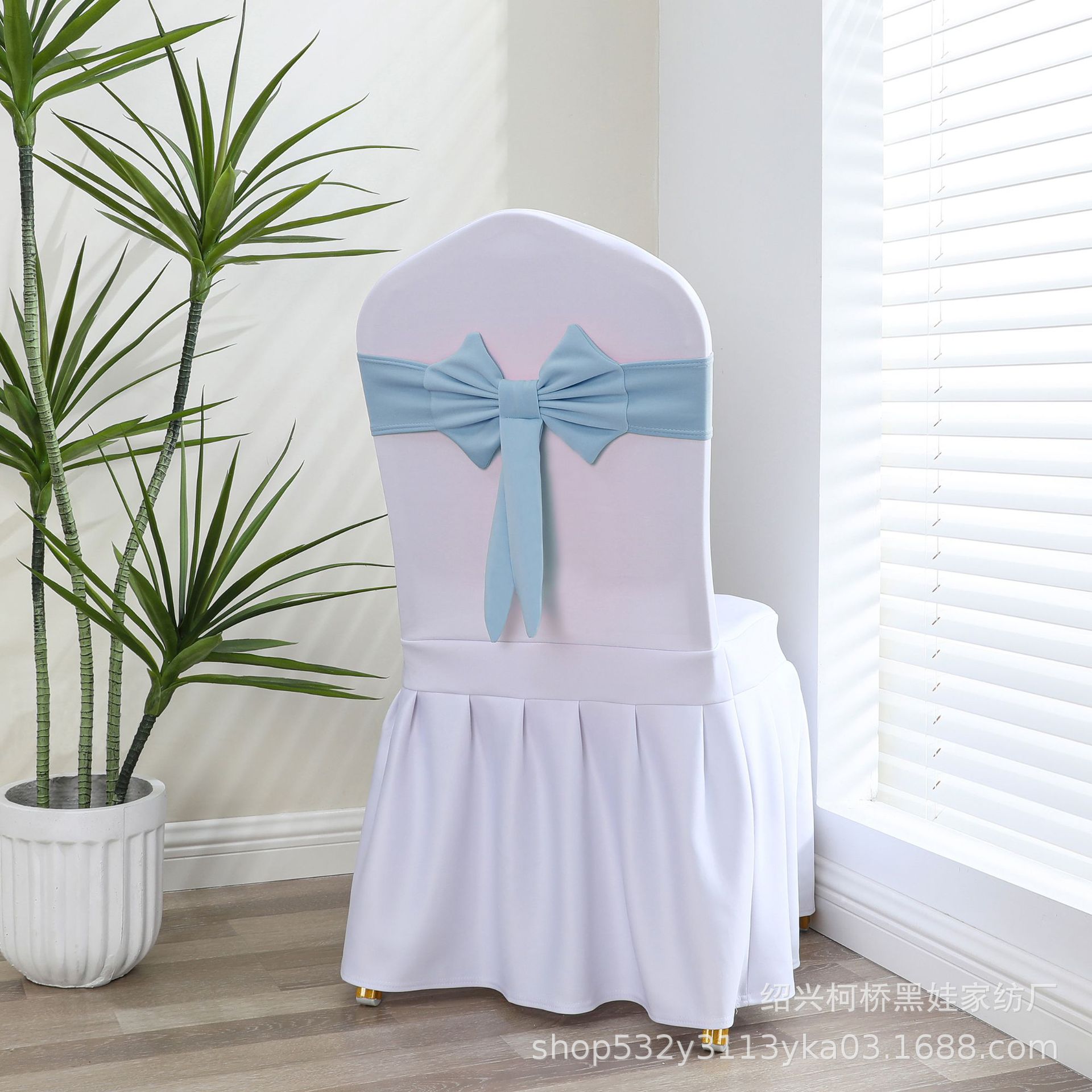 No-tie elastic chair back decoration wedding hotel chair cover bow banquet chair cover elastic chair back flower strap