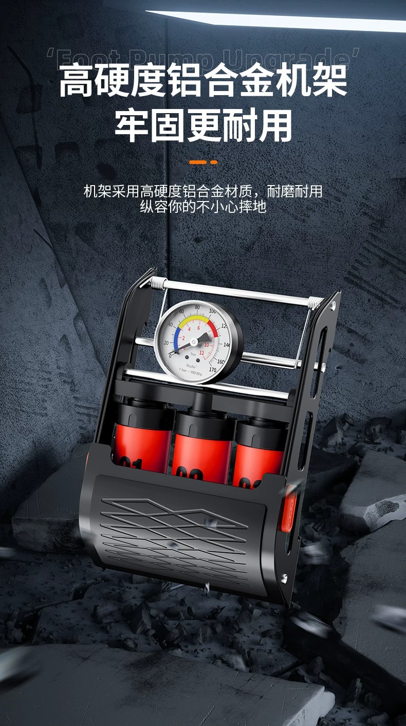 Car-mounted air pump, foot-operated tire inflator for automobiles, new high-pressure electric vehicle foot pump