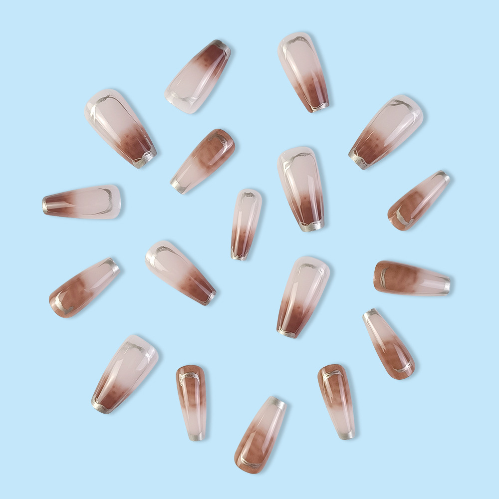 Mellard suave gradiente francés 24 piezas de uñas blanqueadoras de alto nivel, uñas falsas al por mayor.