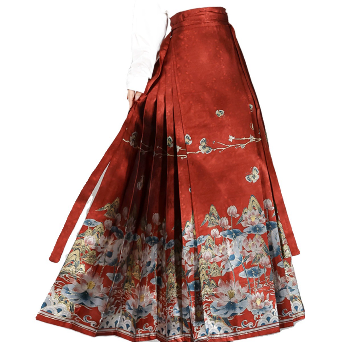 Женское платье в новом китайском стиле «Лотос удачи», с золотой вышивкой в стиле династии Мин, с цветочным узором и декором «лошадиная голова», в национальном стиле Ханьфу, для повседневной носки, осенне-зимнее, в дворцовом стиле.