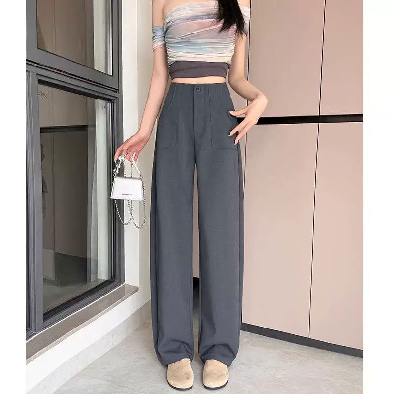 細身のスーツパンツ レディース 秋 2025 新作 カジュアル ゆったり ストレート ハイウエスト 着痩せ ドレープ感 万能 ロングパンツ