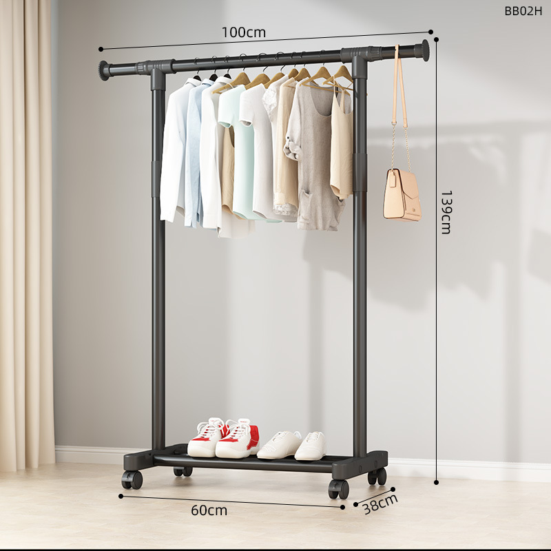 블랙 싱글 폴 130cm+후크 2개