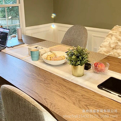 Nordic solid wood dining table, ash wood office conference table, Mobeen dining table chair set, home use, solid wood large board long table