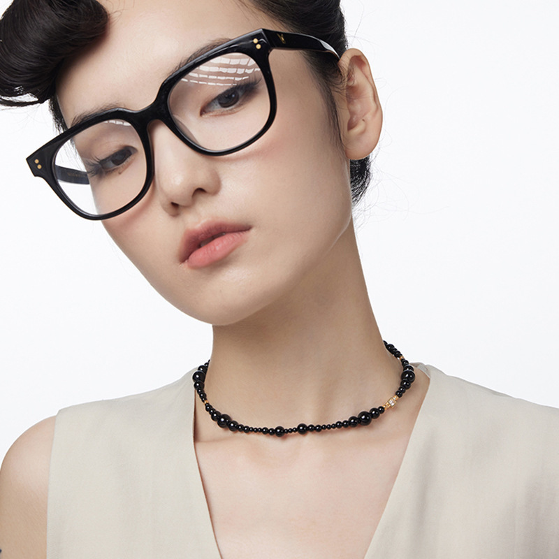 Vintage Black Onyx Necklace Women's Summer Niche Design Collarbone Chain Beaded Necklace Women's All-match High-end Necklace Vintage Black Onyx Necklace Women's Summer Niche Design Collarbone Chain Beaded Necklace Women's All-match High-end Necklace