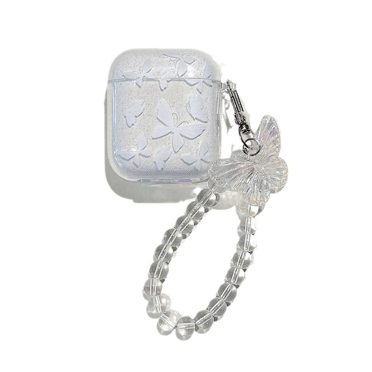 Butterfly de polvo brillante para Apple Airpods 4 auriculares bluetooth estuche ins viento oso cadena 2345 generación estuche