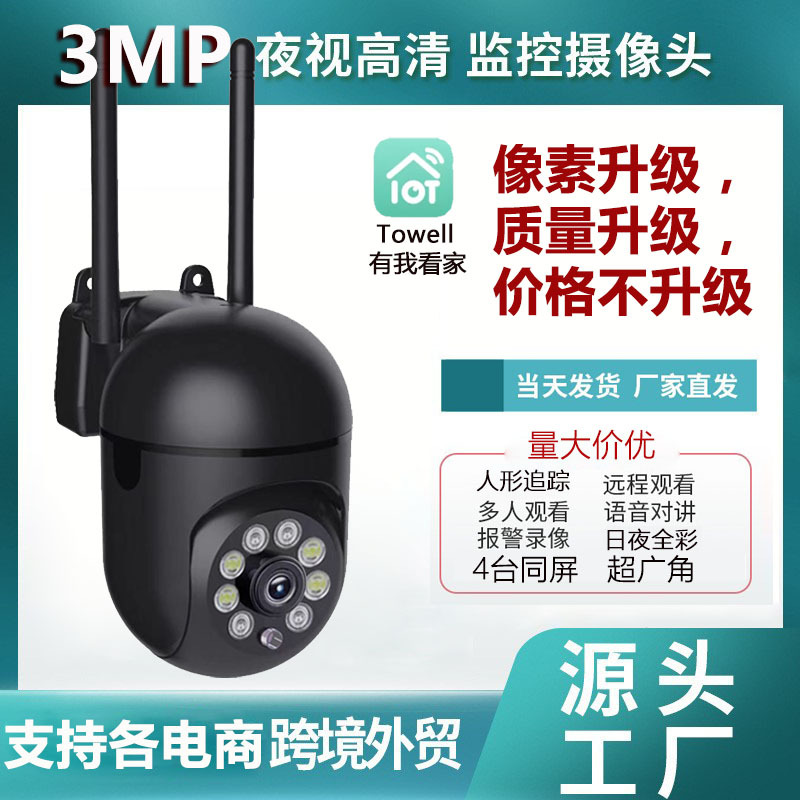 Towell 3Mp Wireless Wifi Camera 360 Degree Panoramic Indoor and Outdoor Monitor Wall-Mounted Minion Ball
