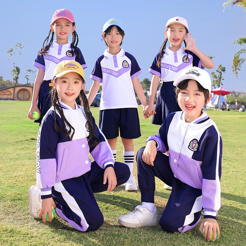 Children's British Style Baseball Uniform Set First Grade Class Uniform School Uniform Small and Medium Size Spring and Summer New Arrival Kindergarten Uniform
