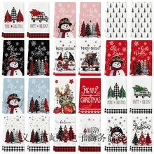 跨境特姆热销冬季圣诞节松树雪人厨房毛巾洗碗巾农舍厨房洗碗巾