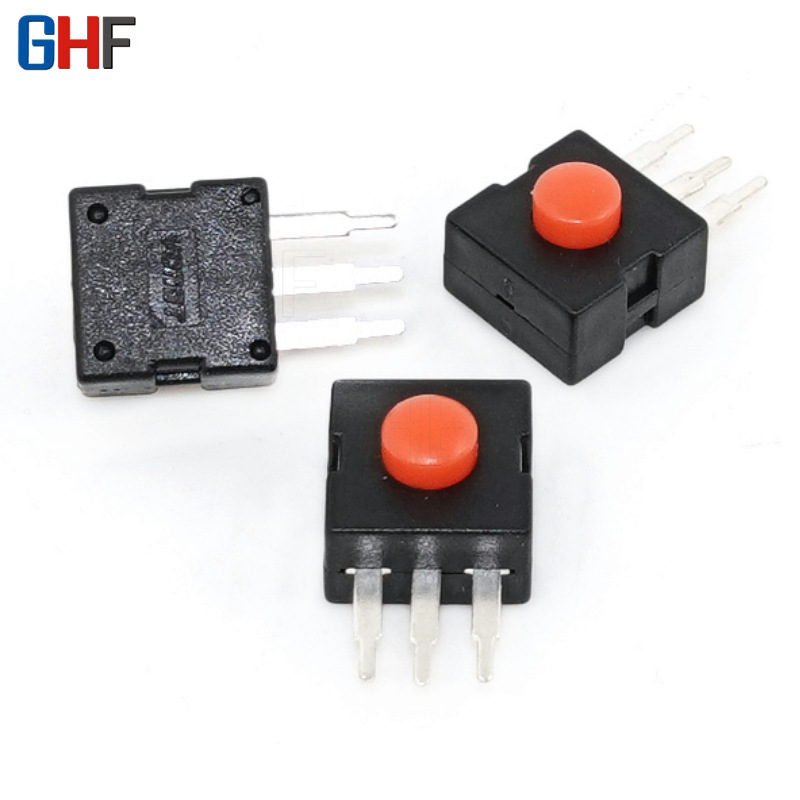 手电筒开关YT-1212-223DH直脚 强光电源开关 按键自锁二开一关3脚