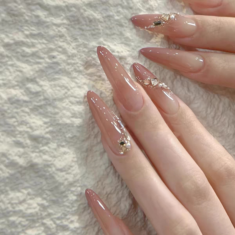Handmade High-End Ins Pure Desire Ice-Transparent Texture Gentle Gradient Whitening Long Detachable Wearable Nail Tips Wholesale Handmade High-End Ins Pure Desire Ice-Transparent Texture Gentle Gradient Whitening Long Detachable Wearable Nail Tips Wholesale