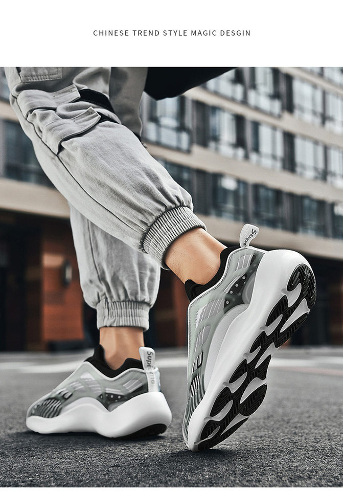 Giày sneaker nam kiểu dad shoes đế bằng, thân cổ thấp, phối màu, tăng chiều cao — Trắng đen, màu đen chi tiết 21