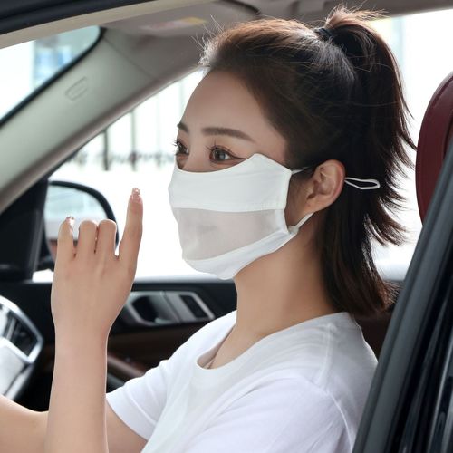 Ice silk sunscreen women's summer anti-UV gauze breathable mask driving cover full face protective nylon
