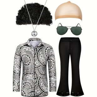 2025 Spring New 70S Boys Classic Casual Retro Glossy Suit Disco Performance Costume